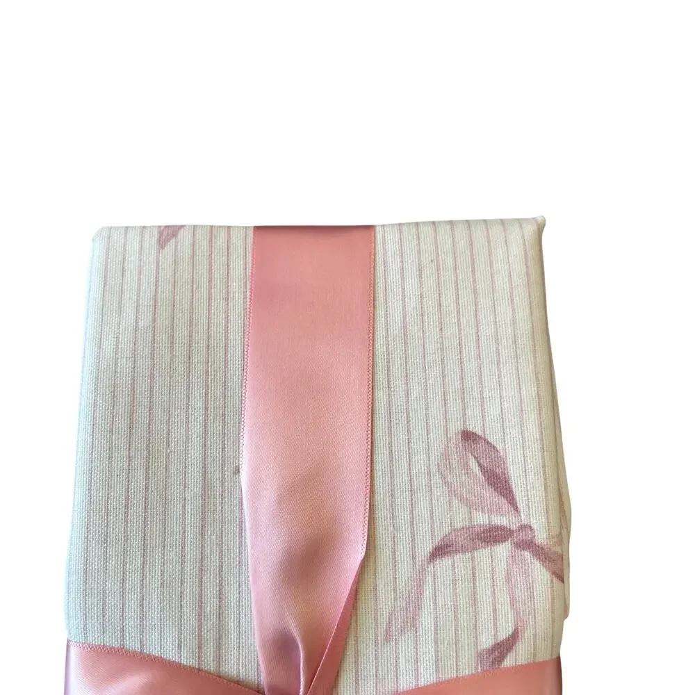 INDIGO Pink Bow Pinstripe Cotton Dinner Napkins 18x18 Set of 4 NEW